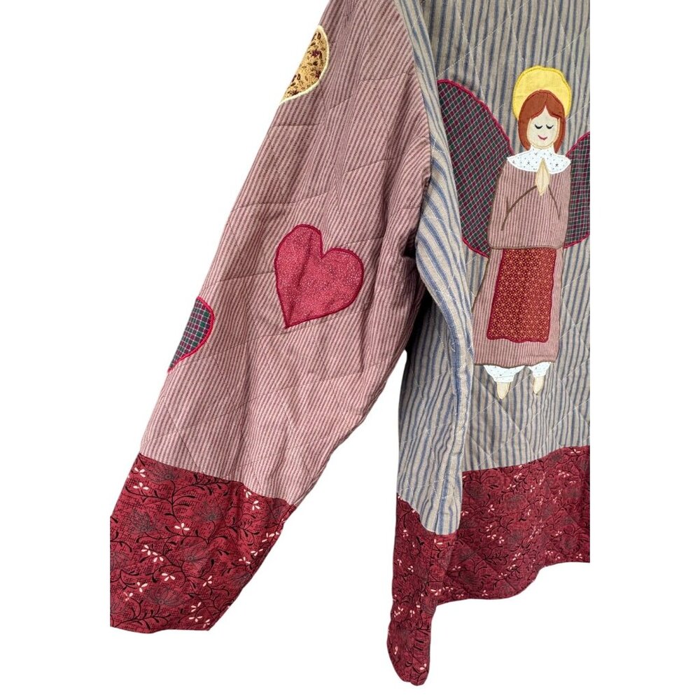 Patch Magic Quilted Jacket Large Angel Cat Dog He… - image 12